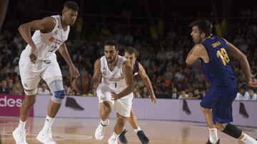 19/06/19 BALONCESTO BASKET TERCER PARTIDO
PLAYOFF FINAL LIGA ACB LIGA ENDESA
BARCELONA LASSA - REAL MADRID
FACUNDO CAMPAZZO WALTER TAVARES PIERRE ORIOLA
