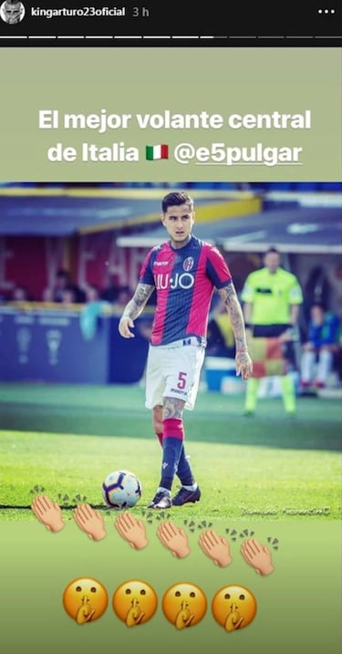 Vidal llena de elogios a Pulgar: "El mejor volante de Italia"