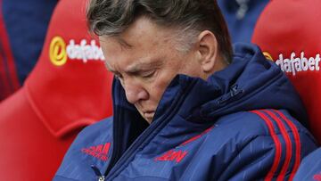 Louis van Gaal in the dugout at the Stadium of Light. 