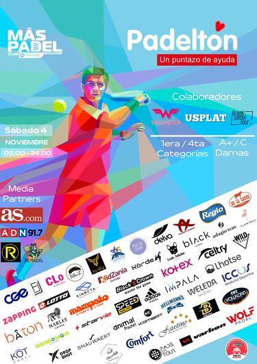 Padeltón 2023 se juega este sábado en las canchas de Más Pádel