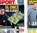 El once del Clásico y Xavi en las portadas de Barcelona