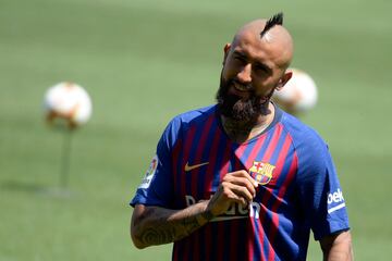 Presentación del jugador chileno, Arturo Vidal, como nuevo jugador del Fútbol Club Barcelona.