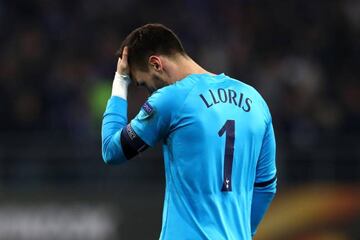 Hugo Lloris of Tottenham Hotspur looks dejected during Gent defeat.