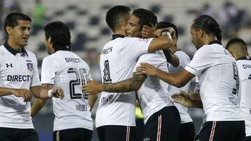 Futbol, Colo Colo vs Atletico Cerro.
Amistoso Internacional 2017
El jugador de Colo Colo Mark Gonzalez celebra despues de convertir un gol contra Atletico Cerro durante el partido amistoso disputado en el estadio Monumental.
Santiago, Chile.
18/01/2