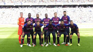 La alineación titular del Barcelona en el encuentro ante la Real Sociedad.
