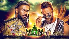 Este promocional de Crown Jewel anuncia la lucha entre Roman Reigns y LA Knight.
