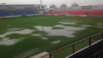 El campo de El Alcoraz en Huesca antes del partido ante el Fuenlabrada