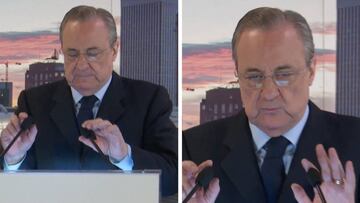 Atención al documento: el susto de Florentino tras un petardazo del micrófono