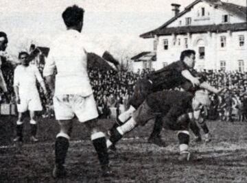 Copa del Rey de 1934 partido Atlético Osasuna - Real Madrid, Ricardo Zamora e Iturralde
