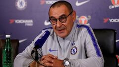 Maurizio Sarri, durante una comparecencia de prensa con el Chelsea.