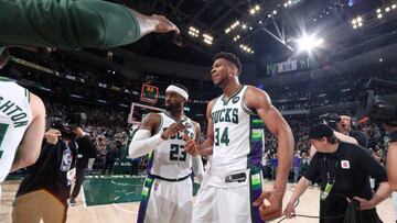 MILWAUKEE, WI - MAY 7: Giannis Antetokounmpo #34 of the Milwaukee Bucks walks off of the court after the game against the Boston Celtics during Game 3 of the 2022 NBA Playoffs Eastern Conference Semifinals on May 7, 2022 at the Fiserv Forum Center in Milwaukee, Wisconsin. NOTE TO USER: User expressly acknowledges and agrees that, by downloading and or using this Photograph, user is consenting to the terms and conditions of the Getty Images License Agreement. Mandatory Copyright Notice: Copyright 2022 NBAE (Photo by Nathaniel S. Butler/NBAE via Getty Images).