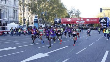 La cabeza de la Marat&oacute;n de Madrid durante los primeros compases de la prueba.