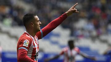 Cristian Herrera celebra uno de sus goles con el Lugo.