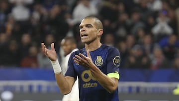 PEPE of Porto during the UEFA Europa League, Round of 16, 2nd leg football match between Olympique Lyonnais (Lyon) and FC Porto on March 17, 2022 at Groupama stadium in Decines-Charpieu near Lyon, France - Photo Romain Biard / Isports / DPPI
 AFP7 
 17/03/2022 ONLY FOR USE IN SPAIN