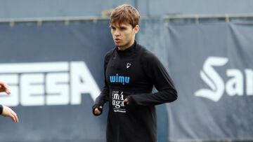 Aleix Febas durante el entrenamiento del pasado miércoles.