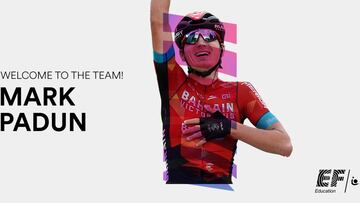 Cartel promocional del Education First para anunciar el fichaje del ciclista ucraniano Mark Padun.