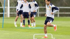 San Sebastian (Spain), 15/05/2024.- Real Sociedad player Takefusa Kubo in action during the team's training session in Zubieta, San Sebastian, Spain, 15 May 2024. Real Sociedad will face Valencia CF in their LaLiga soccer match on 16 May. (España) EFE/EPA/Juan Herrero
