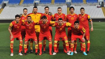 Alineación de Montenegro, con el atlético Savic, ante Chipre