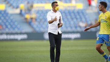 Ángel López durante un partido con Las Palmas.