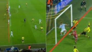 El tercer gol del Dortmund al Málaga en la vuelta de cuartos de final de la Champions League llegó en claro fuera de juego.