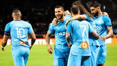 04 Samuel GIGOT (om) - 11 Luis Javier SUAREZ CHARRIS (om) during the Ligue 1 Uber Eats between SCO Angers and Olympique de Marseille at Stade Raymond Kopa on September 30, 2022 in Angers, France. (Photo by Gwendoline Le Goff/FEP/Icon Sport via Getty Images) - Photo by Icon sport