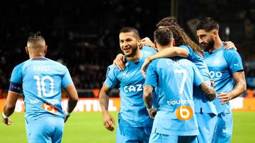 04 Samuel GIGOT (om) - 11 Luis Javier SUAREZ CHARRIS (om) during the Ligue 1 Uber Eats between SCO Angers and Olympique de Marseille at Stade Raymond Kopa on September 30, 2022 in Angers, France. (Photo by Gwendoline Le Goff/FEP/Icon Sport via Getty Images) - Photo by Icon sport