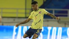 Wilmar Barrios durante un partido con la Selecci&oacute;n Colombia.