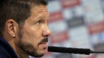 Simeone, durante la rueda de prensa que ofreci&oacute; este viernes.