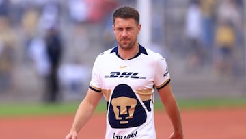Aaron Ramsey of Pumas New reinforcement during friendly match between Pumas UNAM and C.D. Leganes prior to start of Torneo Apertura 2025the Liga BBVA MX at Olimpico Universitario Stadium, on July 06, 2025 in Mexico City, Mexico.