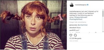 La tenista quiso rescatar una foto suya de su disfraz de Pippi Calzaslargas