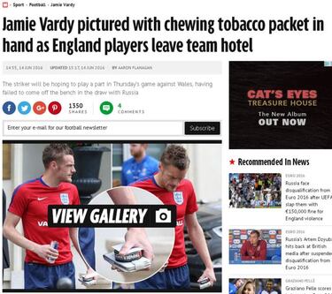 Pillan a Vardy con tabaco de mascar en la concentración