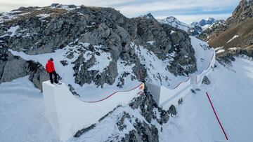 Pierre Vaultier seen on his reshape course in Serre Chevalier, France, February 3-4, 2022 // Tristan Shu / Red Bull Content Pool // SI202203030929 // Usage for editorial use only //