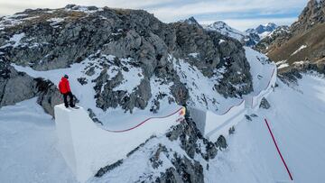 Pierre Vaultier seen on his reshape course in Serre Chevalier, France, February 3-4, 2022 // Tristan Shu / Red Bull Content Pool // SI202203030929 // Usage for editorial use only // 