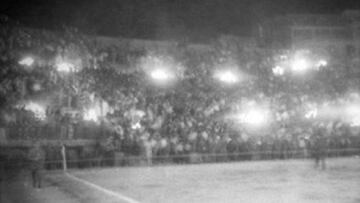 Imagen del partido entre Olympiacos y Barcelona de 1962.