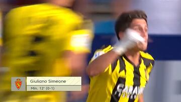 El golazo de Giuliano Simeone que ilusiona, y mucho, a Zaragoza y Atlético