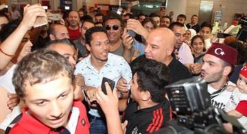 Adriano on his arrival at the Attaturk airport (Istanbul)