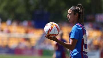 Leila Ouahabi of FC Barcelona gestures during the Final of the spanish women cup, Copa de la Reina, football match played between FC Barcelona and Sporting Club de Huelva on May 29, 2022, in Alcorcon, Madrid Spain.
 AFP7 
 29/05/2022 ONLY FOR USE IN SPAIN