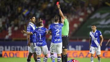 during the 10th round match between Atletico San Luis and Puebla as part of the Torneo Clausura 2024 Liga BBVA MX at Alfonso Lastras Stadium on March 01, 2024 in San Luis Potosi, Mexico.