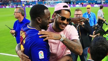 Carmelo Anthony y Draymond Green durante el partido de la International Champions Cup entre el Real Madrid y el Barcelona.