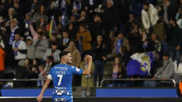 Lucas Pérez celebra el gol de la victoria del Deportivo.