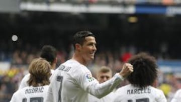 Cristiano Ronaldo celebra uno de sus goles al Sporting.