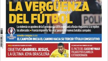 Portada del Diario Sport del día 13 de junio de 2016.