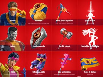 fortnite nuevas skins marvel xmen x men ciclope jubilo coloso