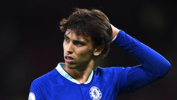 Manchester (United Kingdom), 25/05/2023.- Joao Felix of Chelsea reacts after loosing the English Premier League soccer match between Manchester United and Chelsea FC, in Manchester, Britain, 25 May 2023. (Reino Unido) EFE/EPA/PETER POWELL EDITORIAL USE ONLY. No use with unauthorized audio, video, data, fixture lists, club/league logos or 'live' services. Online in-match use limited to 120 images, no video emulation. No use in betting, games or single club/league/player publications.
