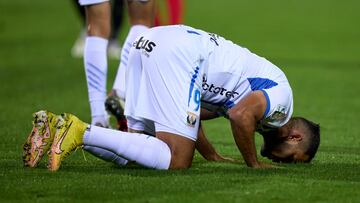 Qasmi celebra su gol al Tenerife en el 91'.