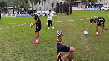 Hijo de Robinho sorprende a Neymar con un tremendo disparo de tiro libre