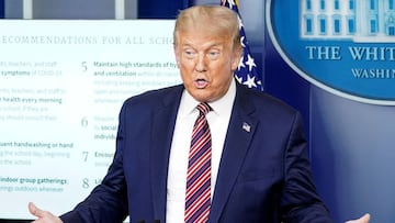 Donald Trump speaks during a briefing on the coronavirus pandemic response at the White House in Washington.