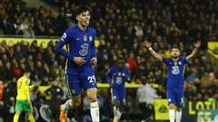 Havertz, del Chelsea, celebra su gol contra el Norwich.