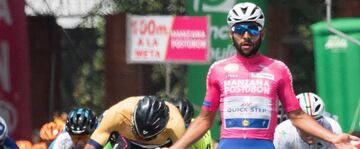 Gaviria festeja su victoria en la 2º etapa de la Colombia Oro y Paz.