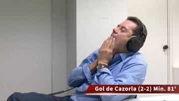 La amargura de Roncero con el empate en el 81' de Cazorla: se quedó 10 segundos inmóvil